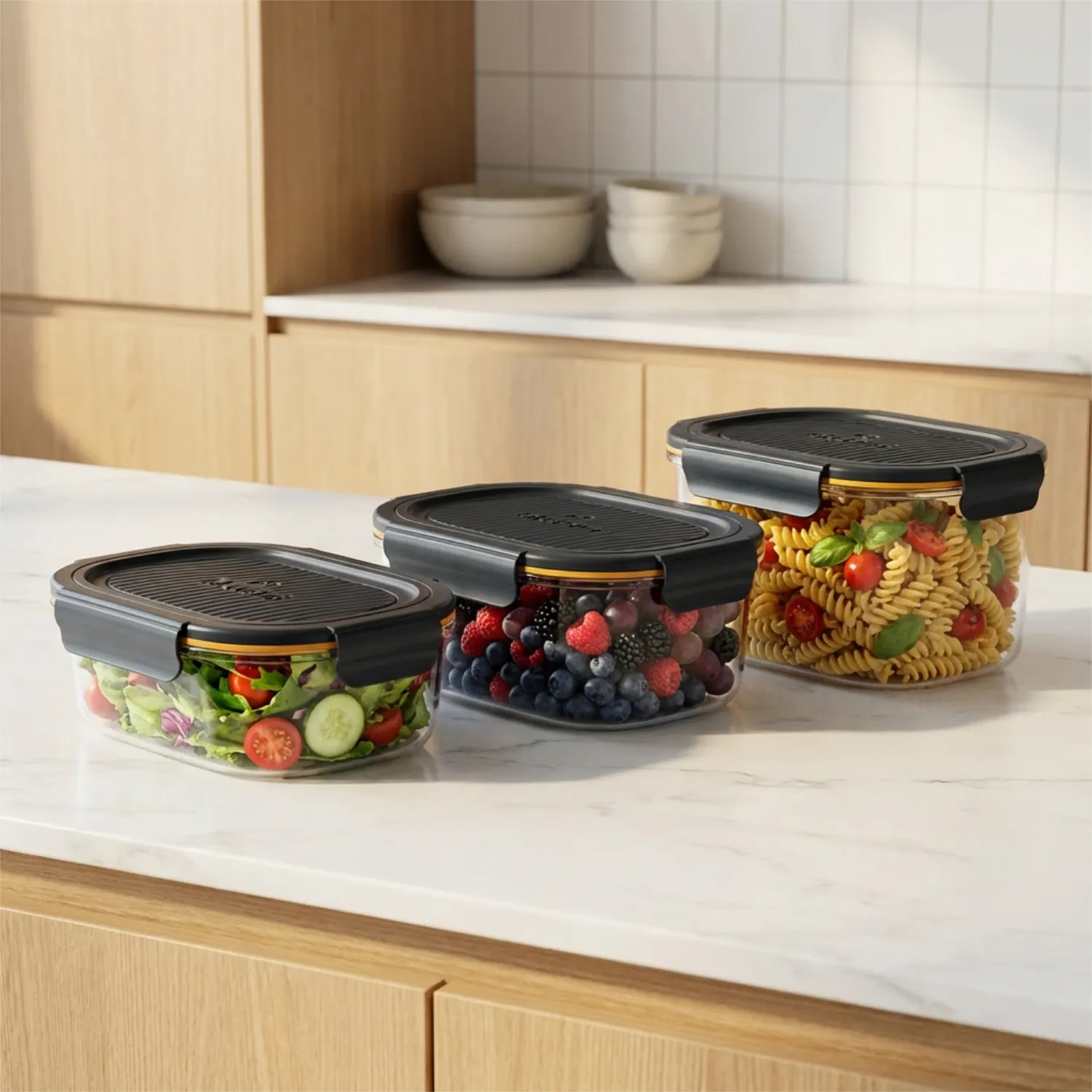 Set Contenedores Cube Medianos 650 ml, 850 ml y 1100 ml